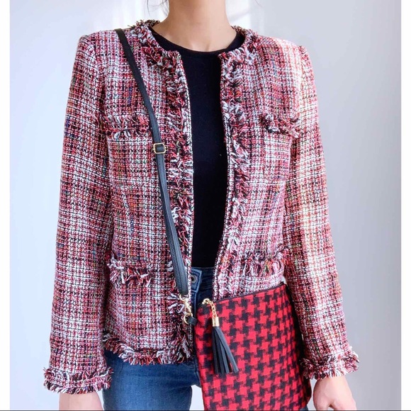 JACKIE Fringes Hem Tweed Jacket - Picture 5 of 7